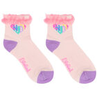 Girls Pink Logo Socks, 1, hi-res