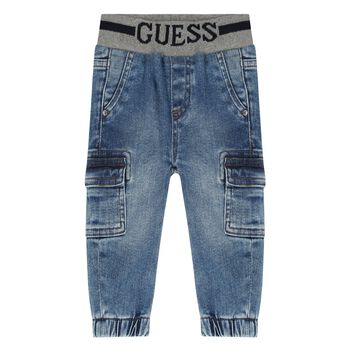 Younger Boys Blue Denim Logo Jeans