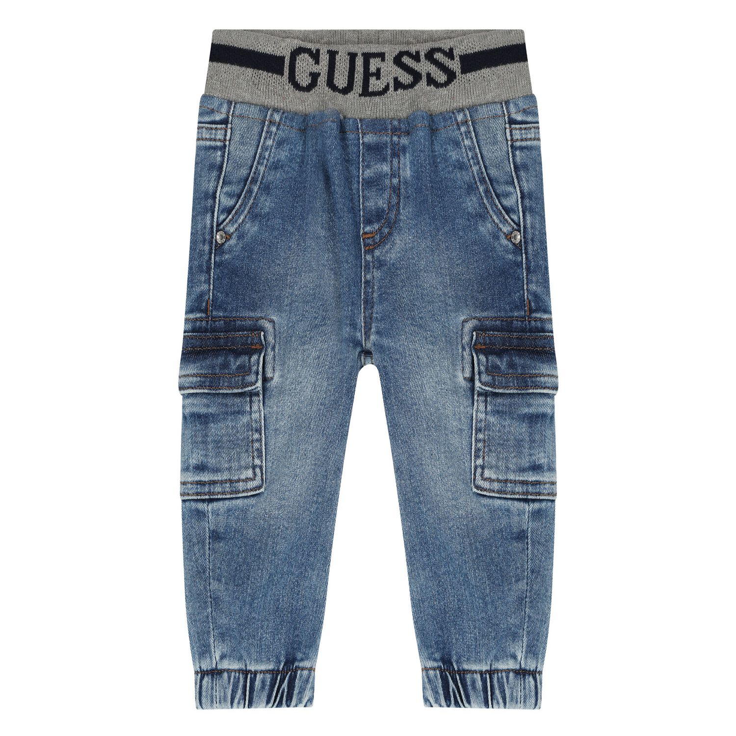 Younger Boys Blue Denim Logo Jeans, 1, hi-res image number null
