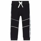 Younger Boys Black Logo Joggers, 1, hi-res