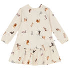 Younger Girls Beige Rabbit Dress, 1, hi-res