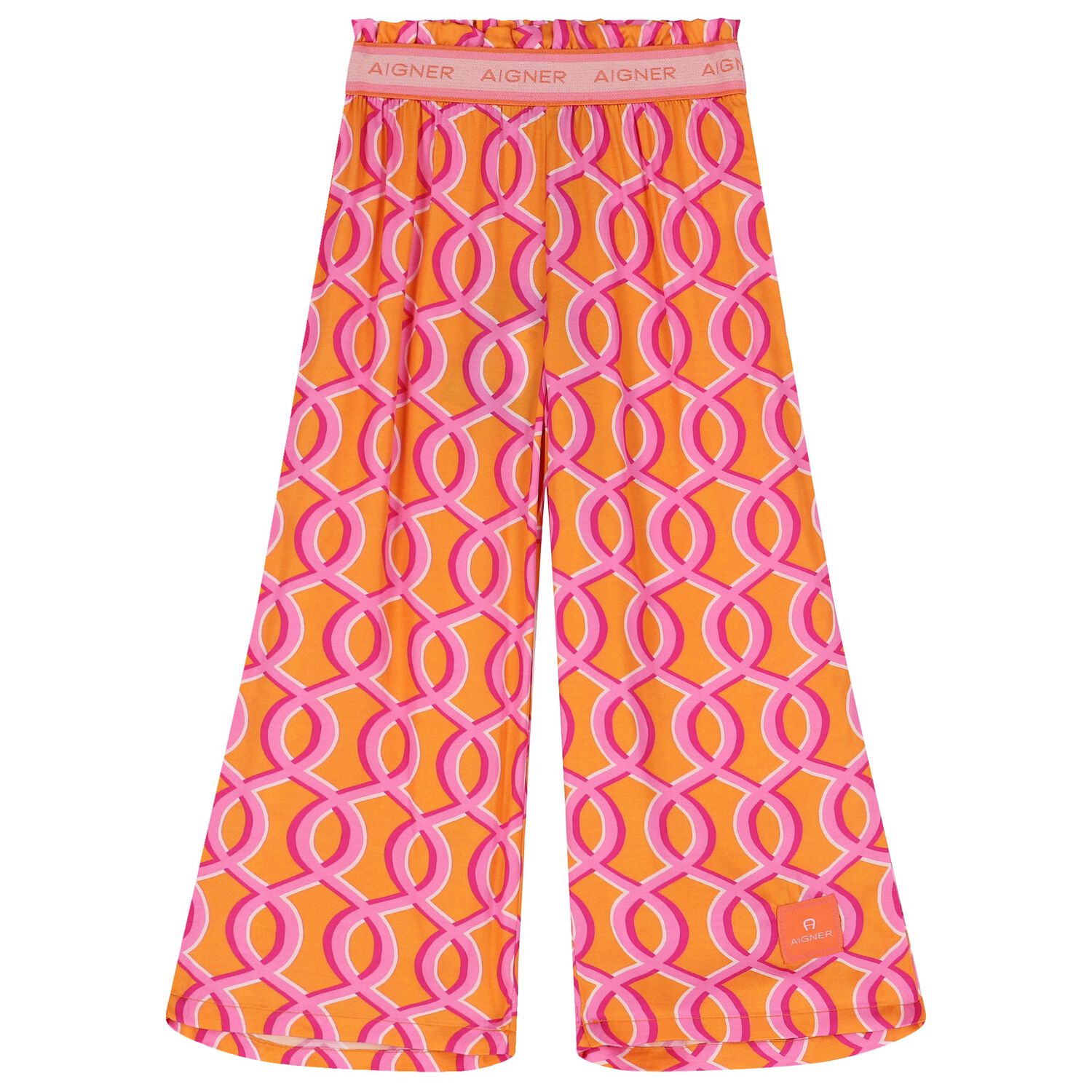 Girls Orange Logo Trousers, 1, hi-res