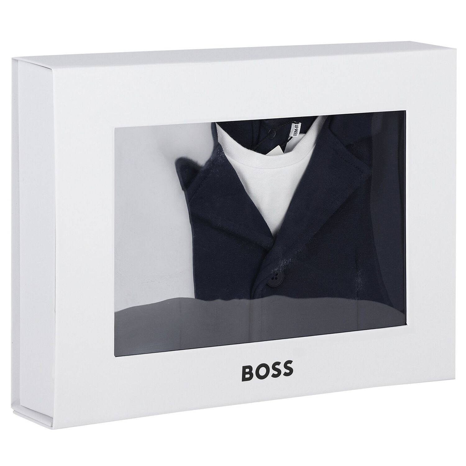 Baby Boys Navy Blue Suit Romper, 1, hi-res