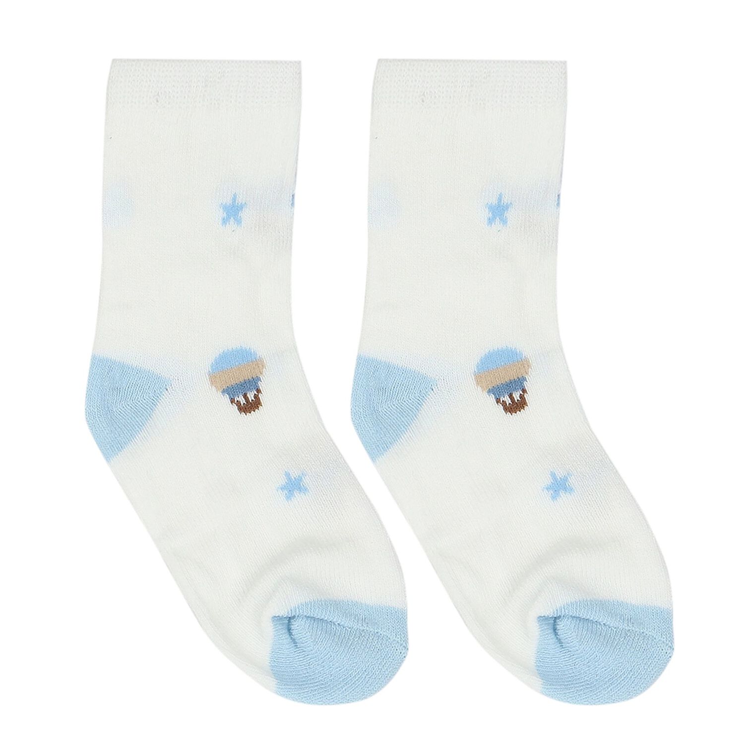 Baby Boys Blue & White Socks ( 4-Pack ), 3, hi-res