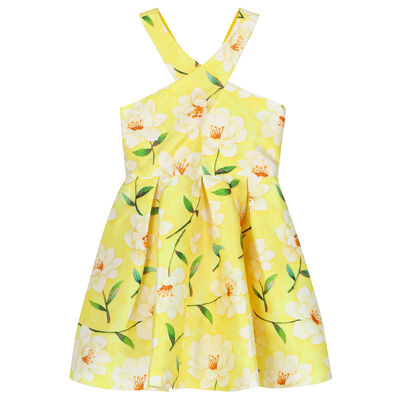 Girls Yellow  Floral Dress