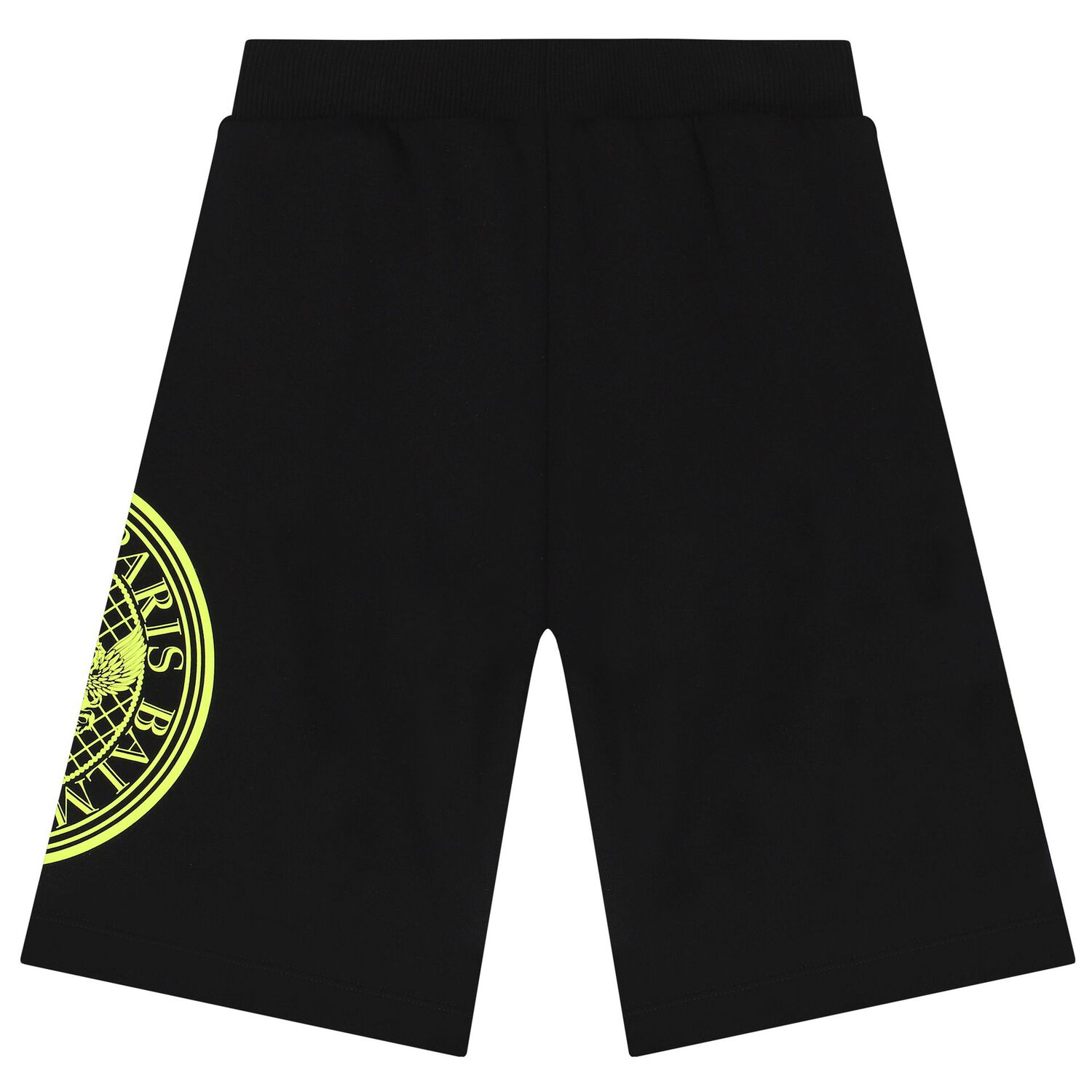 Black & Neon Yellow Medallion Logo Shorts, 1, hi-res