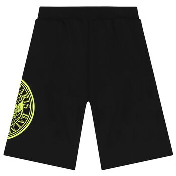 Black & Neon Yellow Medallion Logo Shorts