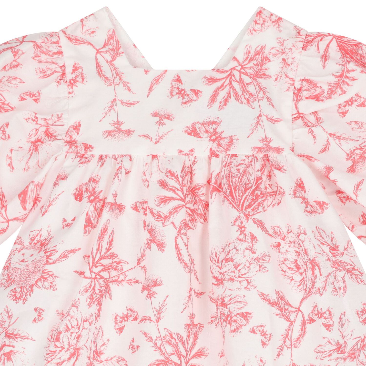 Baby Girls White & Red Floral Dress, 1, hi-res