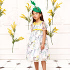 Girls White & Yellow Floral Tulle Dress, 1, hi-res