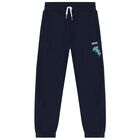 Boys Navy Blue Logo Joggers, 1, hi-res