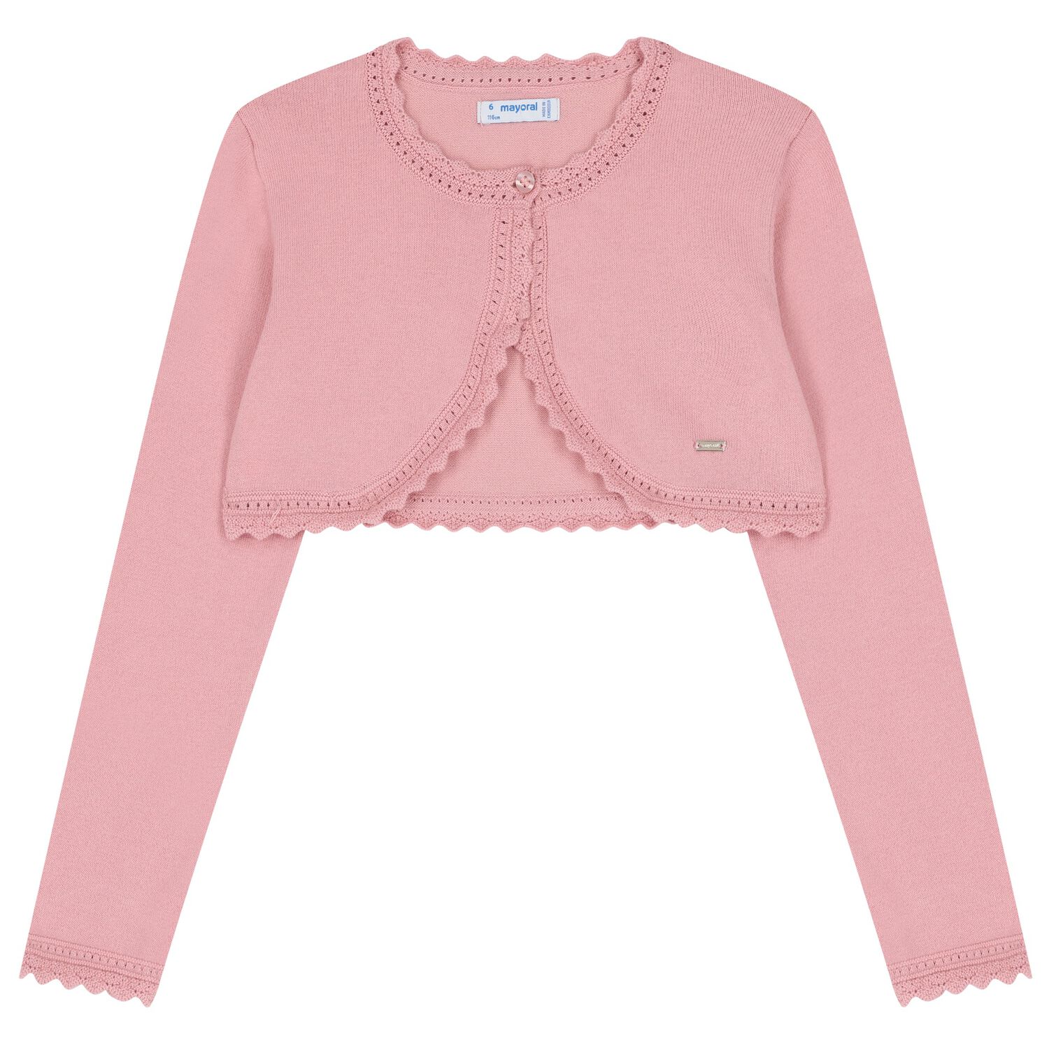 Girls Rose Pink Bolero Knit Cardigan, 3, hi-res image number null