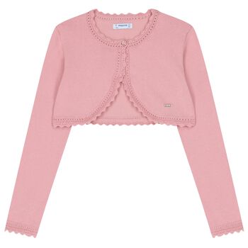 Girls Rose Pink Bolero Knit Cardigan