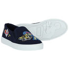 Navy Blue Slip-On Trainers, 1, hi-res
