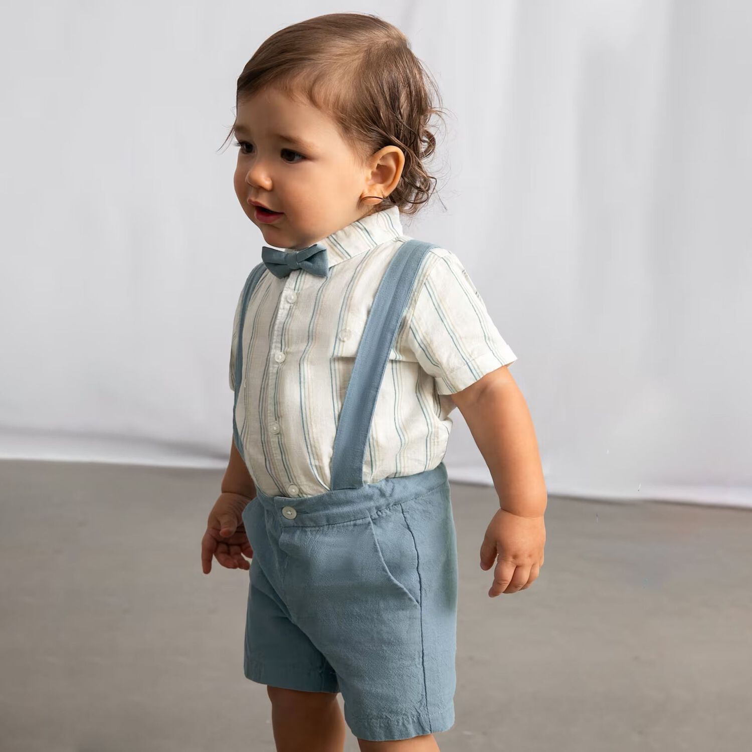 Younger Boys Blue & Ivory Shorts Set, 1, hi-res