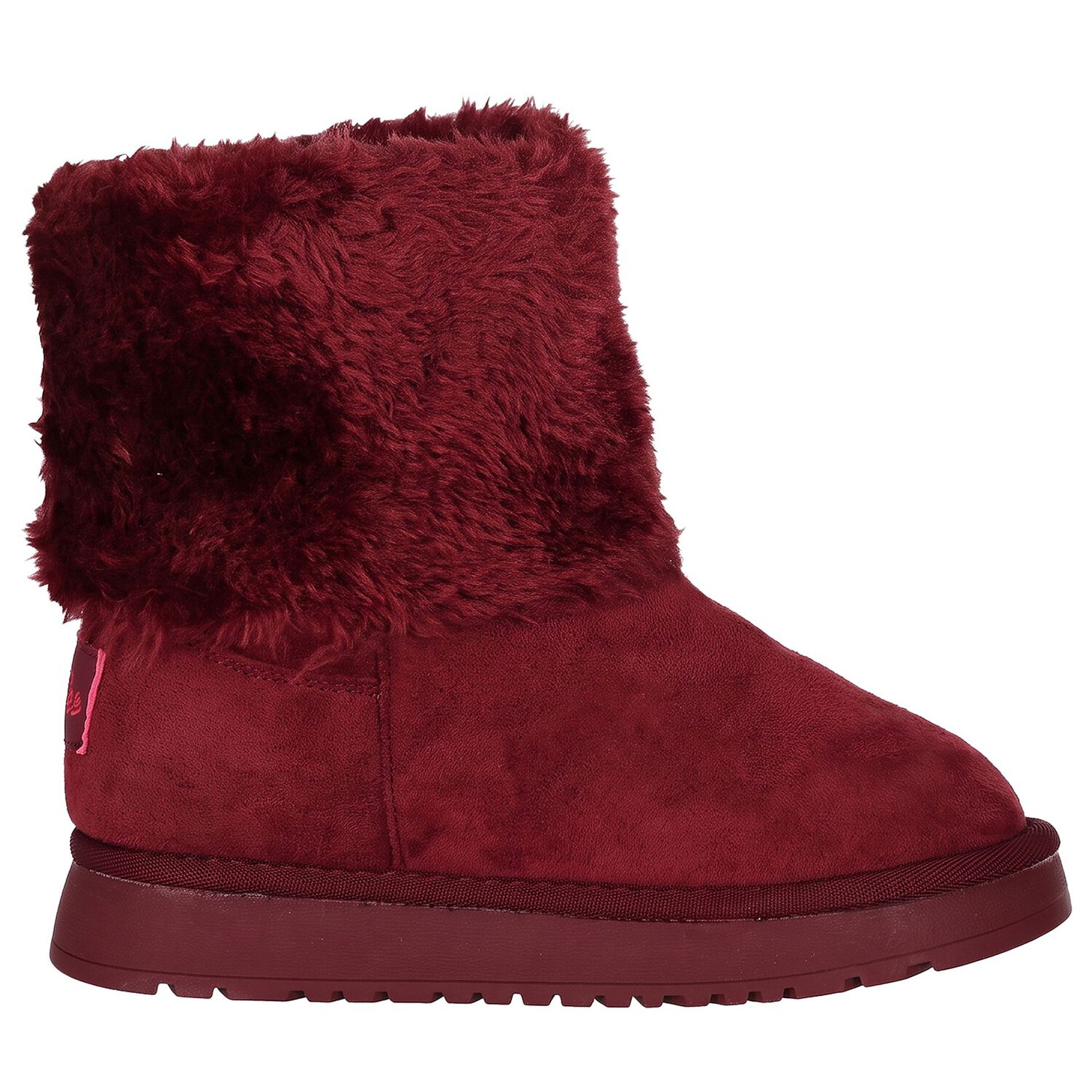 Girls Burgundy Faux Fur Boots, 1, hi-res