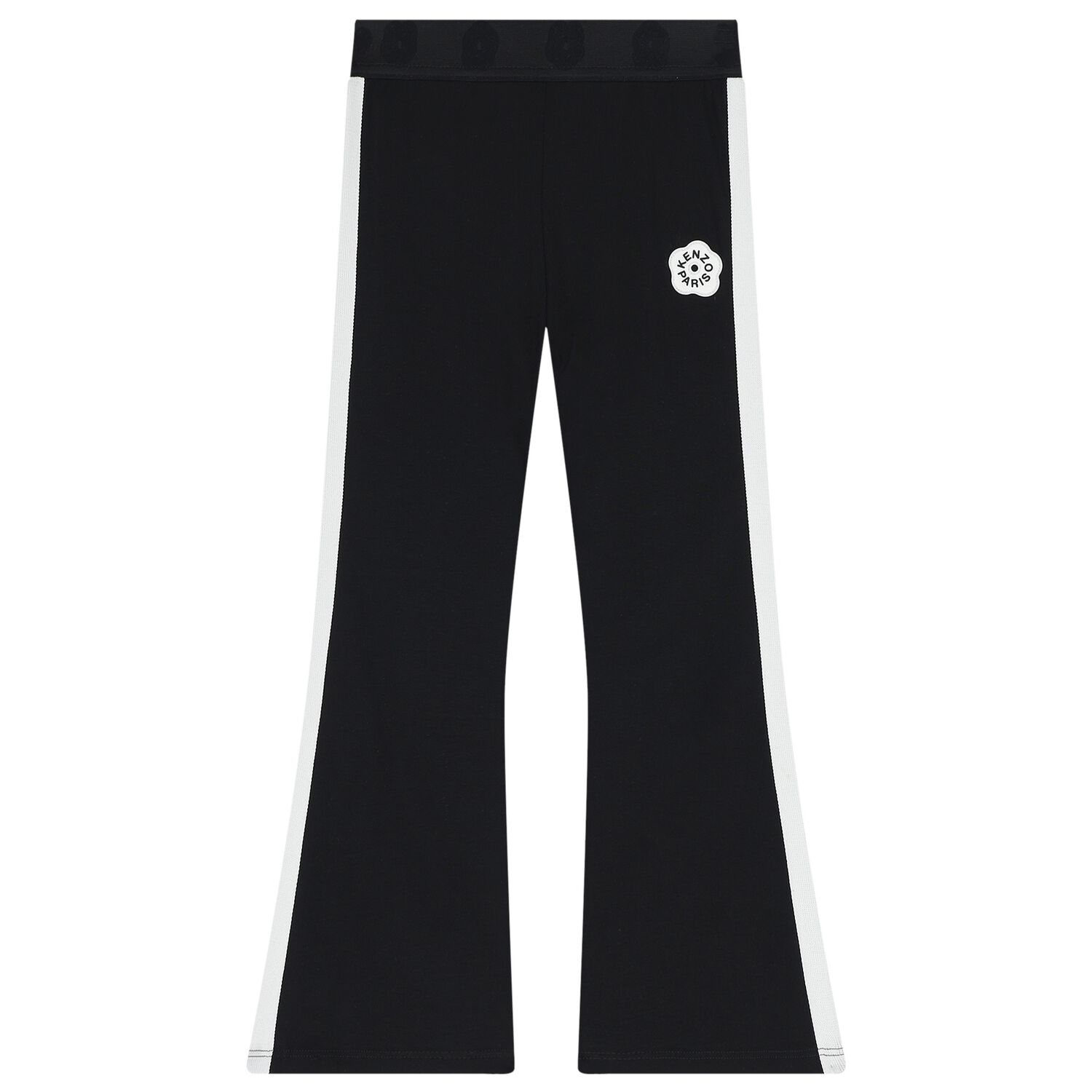 Girls Black Flower Logo Leggings, 1, hi-res