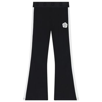 Girls Black Flower Logo Leggings