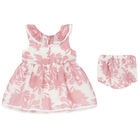 Baby Girls White & Pink Floral Organza Dress, 1, hi-res