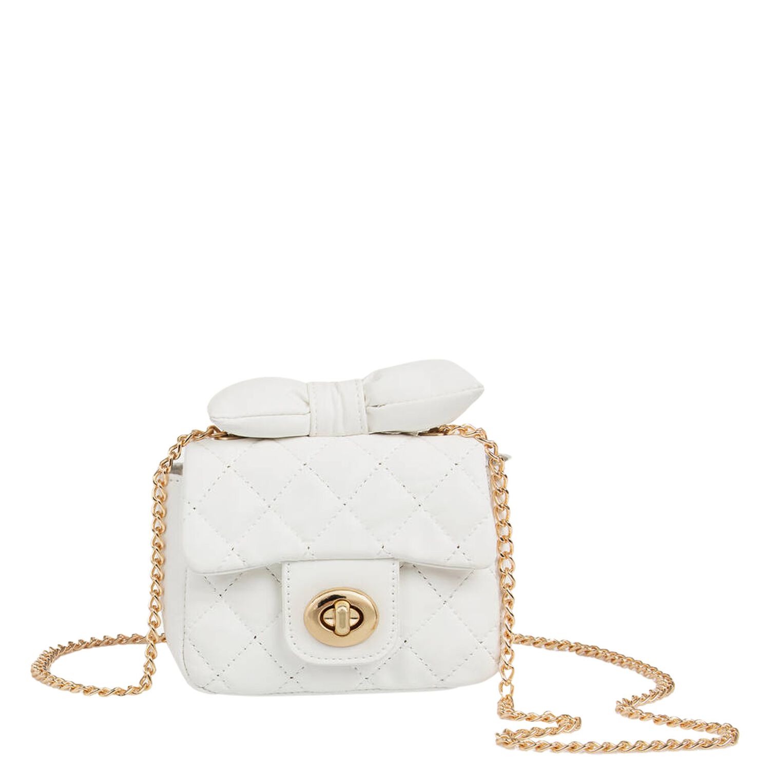 Girls White Bow Handbag, 1, hi-res