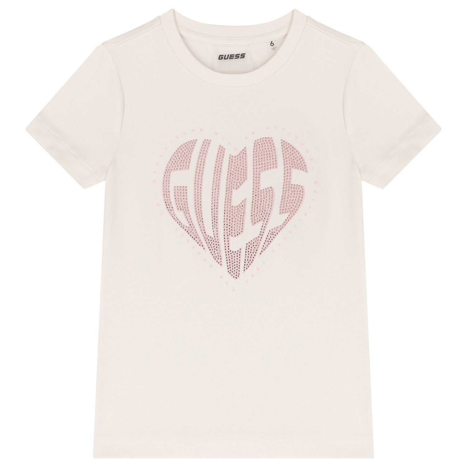 Girls Pink Logo Rhinestone T-Shirt, 2, hi-res