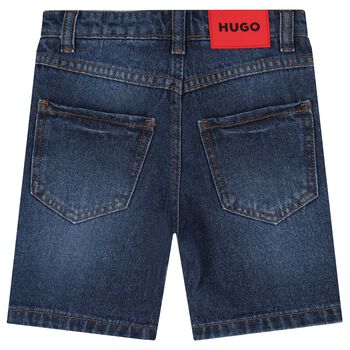 Boys Blue Denim Logo Shorts