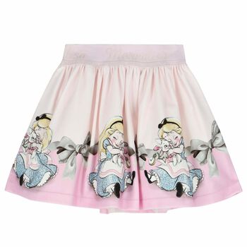 Younger Girls Pink Printed Skirt