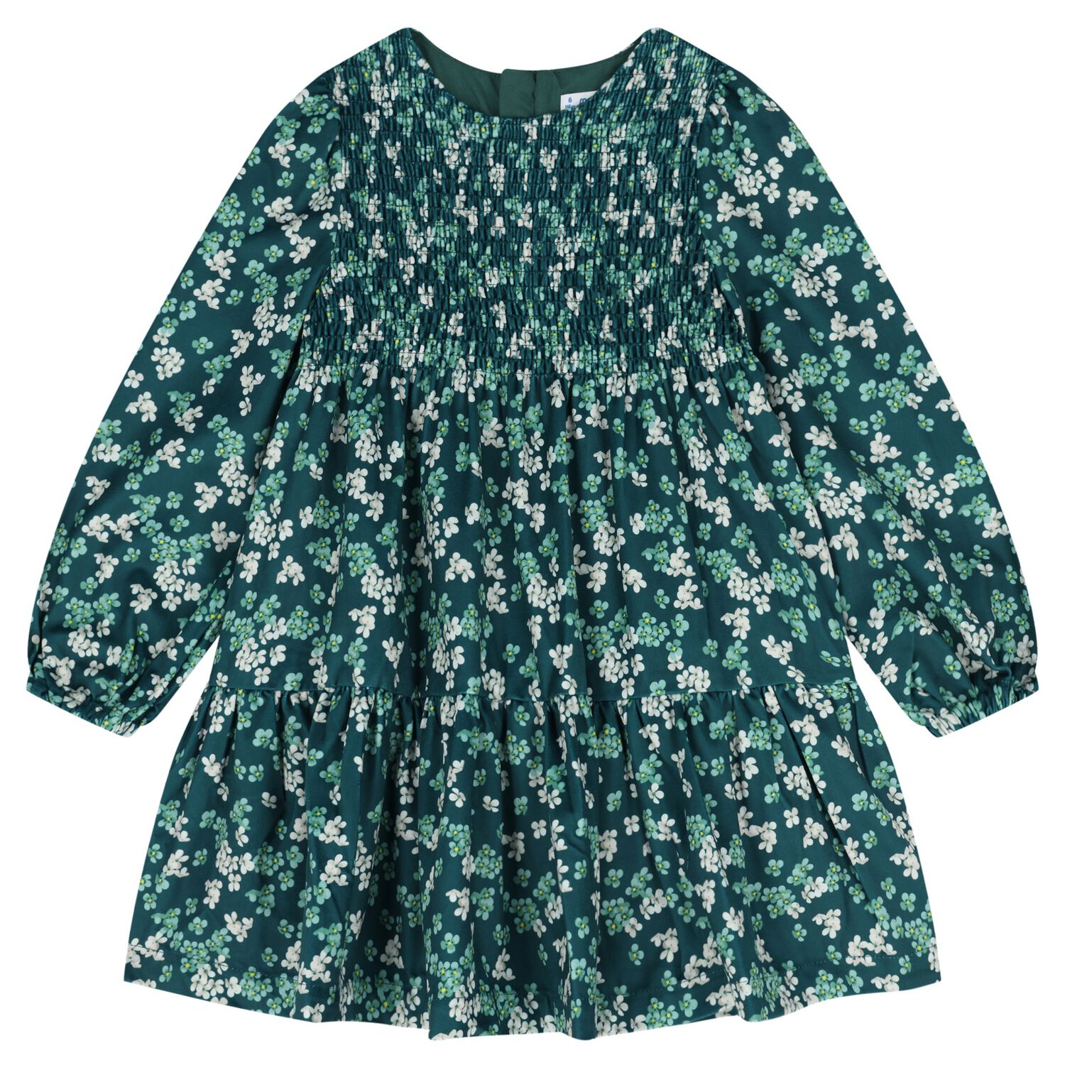 Girls Green Floral Dress, 1, hi-res