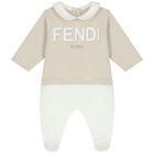 Ivory & Beige Logo Babygrow Set, 3, hi-res