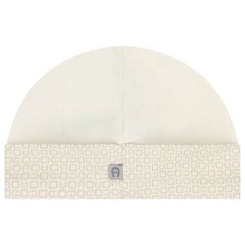 Ivory & Beige Logo Baby Hat