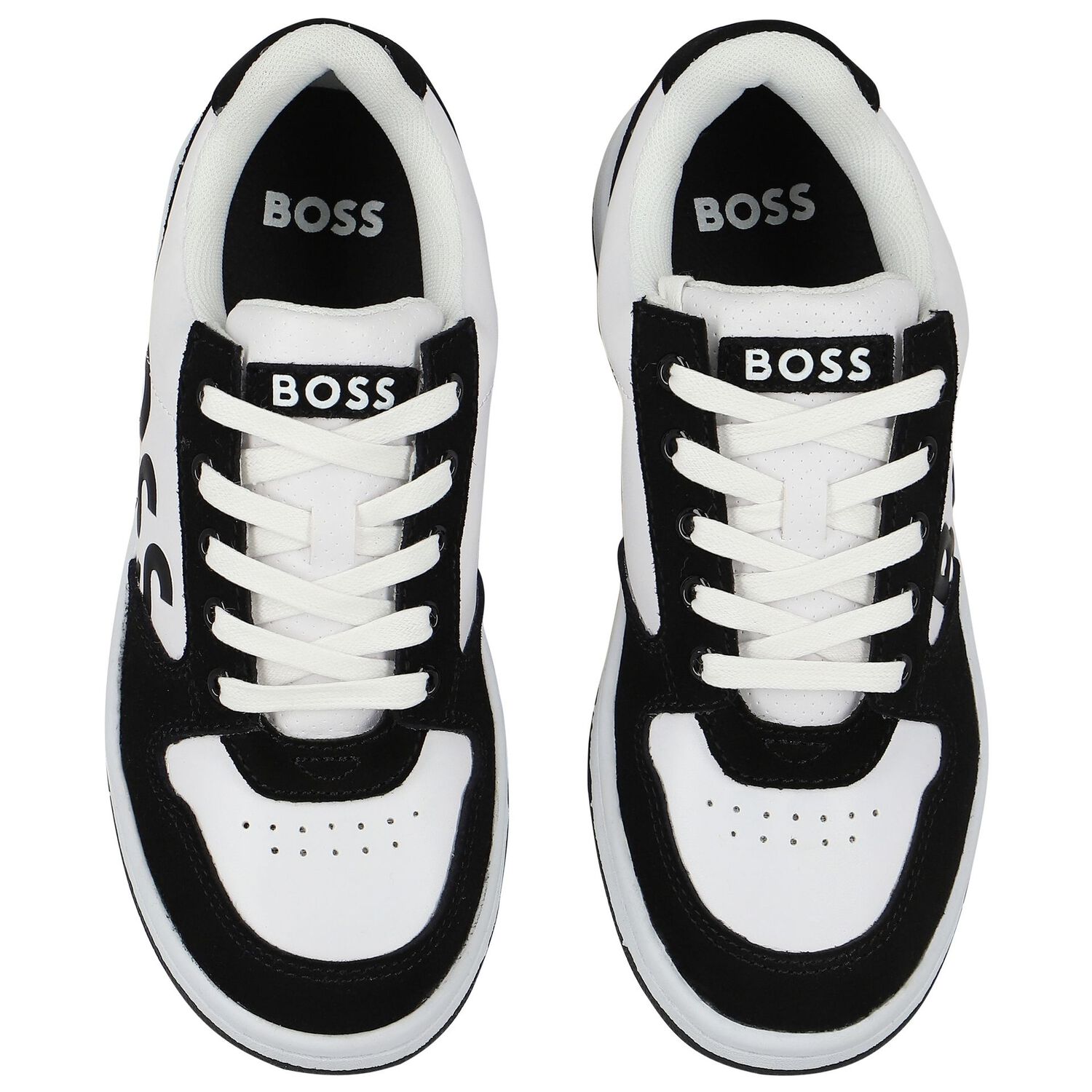 Boys Black & White Logo Trainers, 1, hi-res image number null