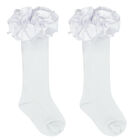 Girls White Ruffled Socks, 1, hi-res