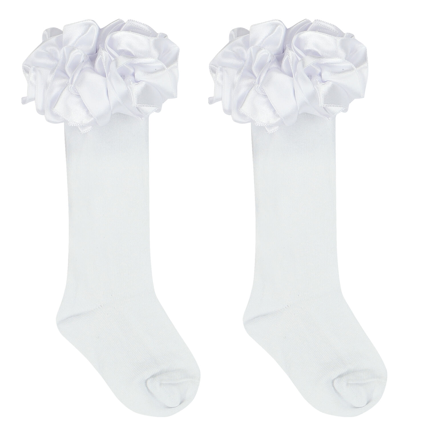 Girls White Ruffled Socks, 1, hi-res