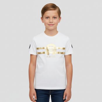 Boys White & Gold Logo T-Shirt