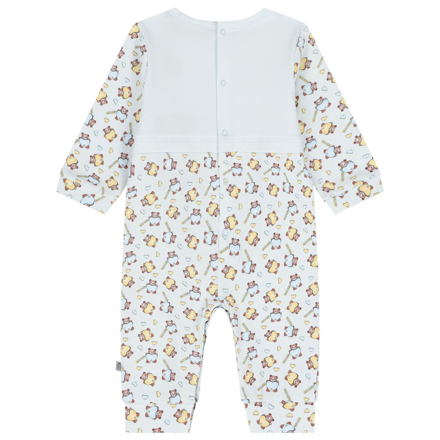 Baby Boys Blue Teddy Bear Logo Romper, 1, hi-res