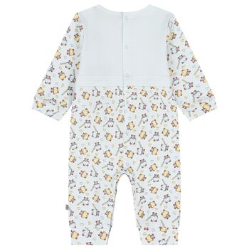 Baby Boys Blue Teddy Bear Logo Romper
