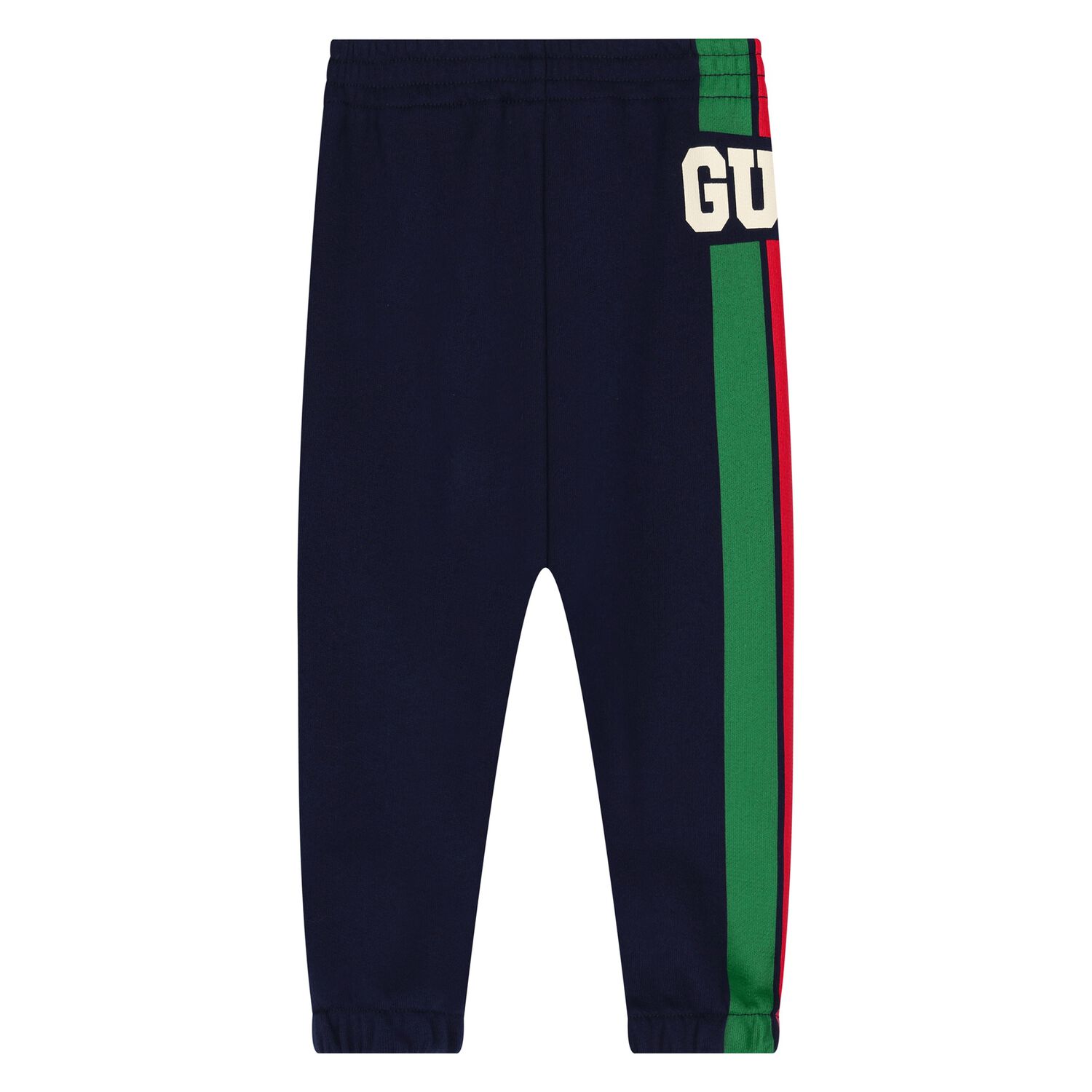 Younger Boys Navy Blue Logo Web Striped Joggers, 1, hi-res image number null
