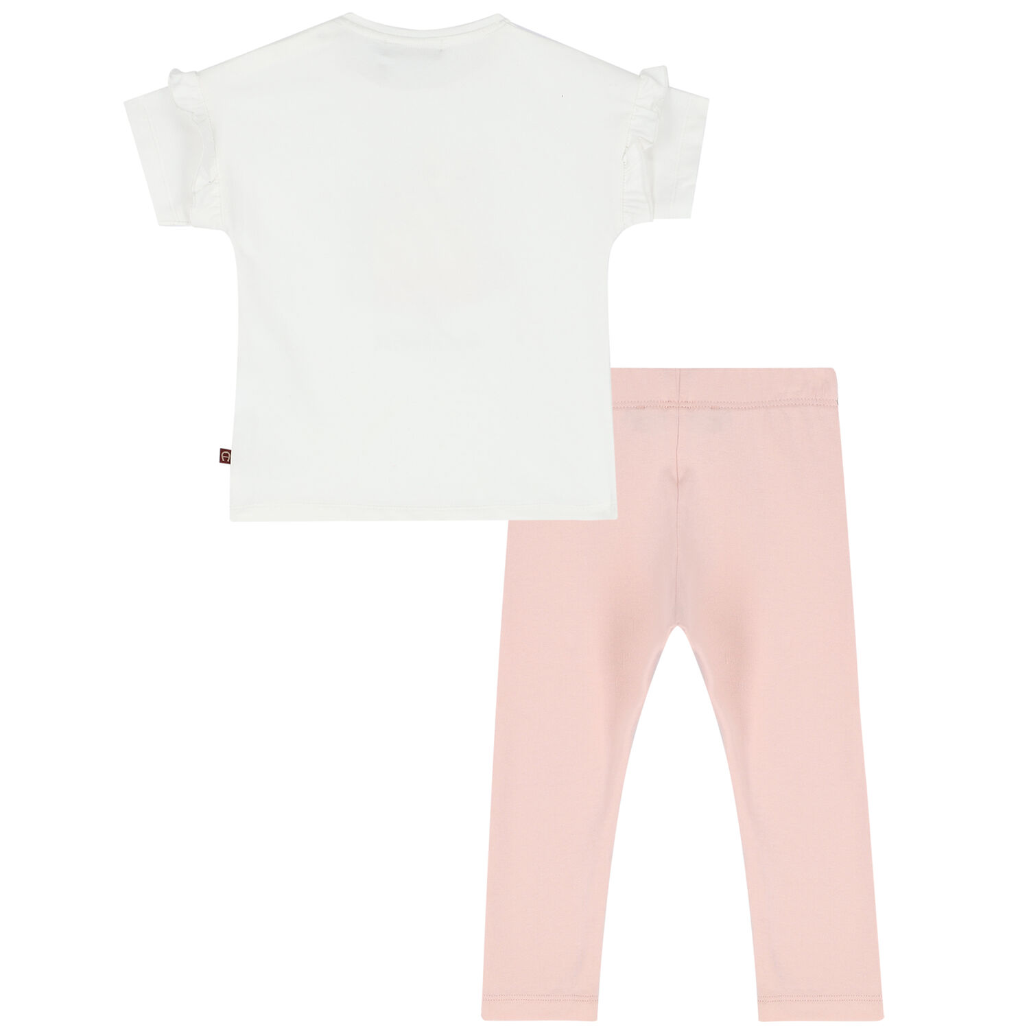 Younger Girls White & Pink Logo Legging Set, 1, hi-res