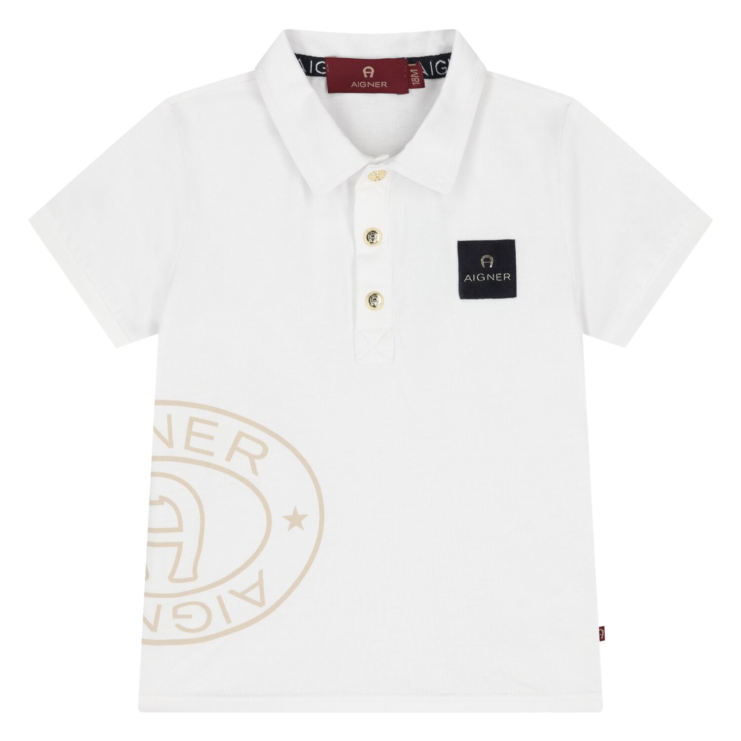 Younger Boys White Logo Polo Shirt, 1, hi-res