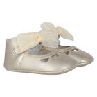 Baby Girls Gold Bow Pre Walker Shoes, 3, hi-res