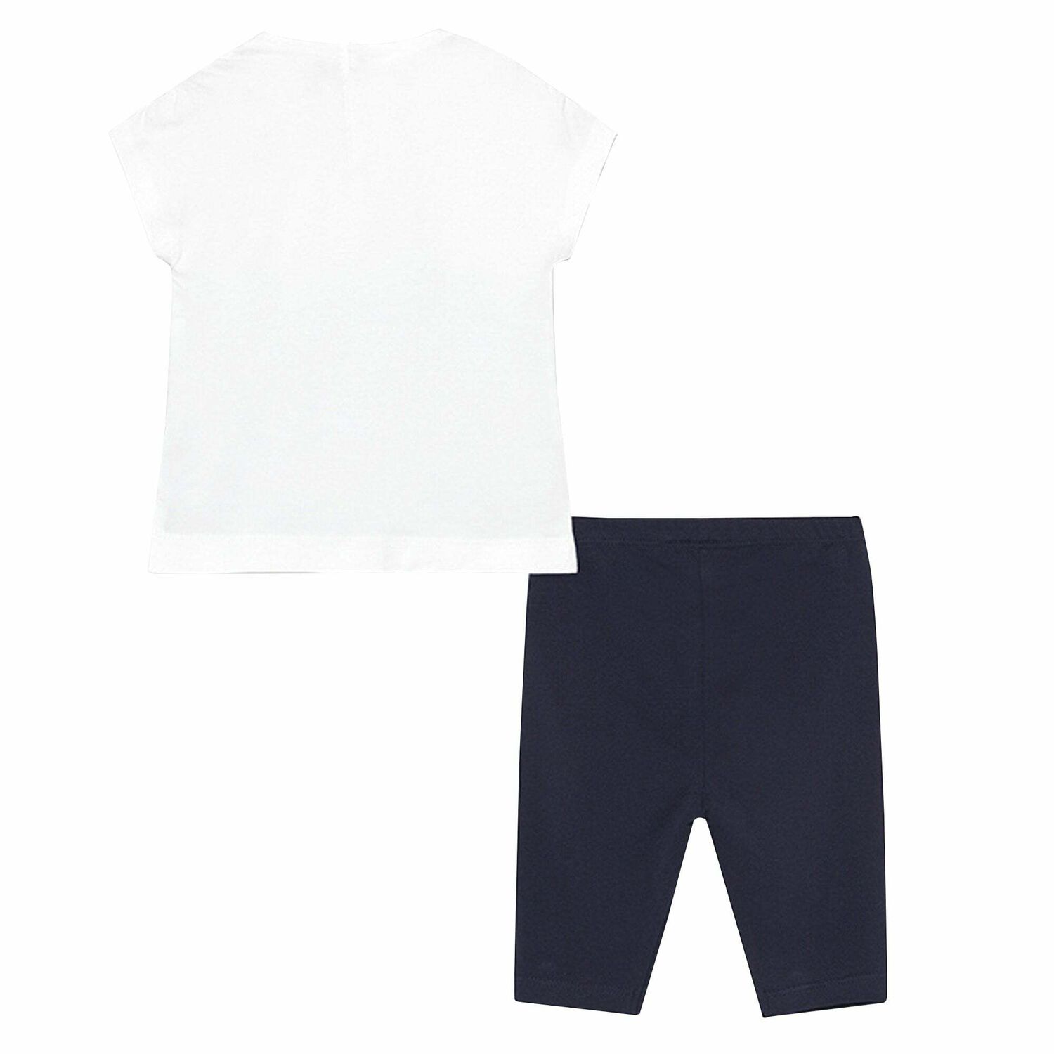 Younger Girls White & Navy Blue Leggings Set, 1, hi-res image number null