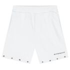 Boys White Logo Shorts, 2, hi-res