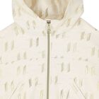 Girls Ivory & Gold Hooded Zip Up Top, 1, hi-res