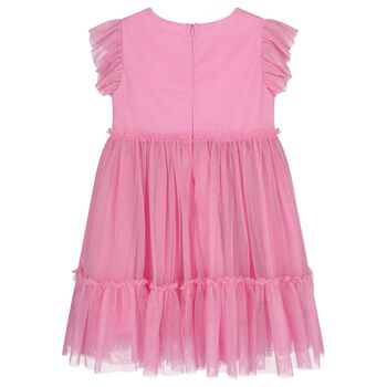 Girls Pink Ruffled Tulle Dress