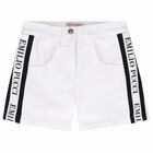Girls White Logo Shorts, 1, hi-res