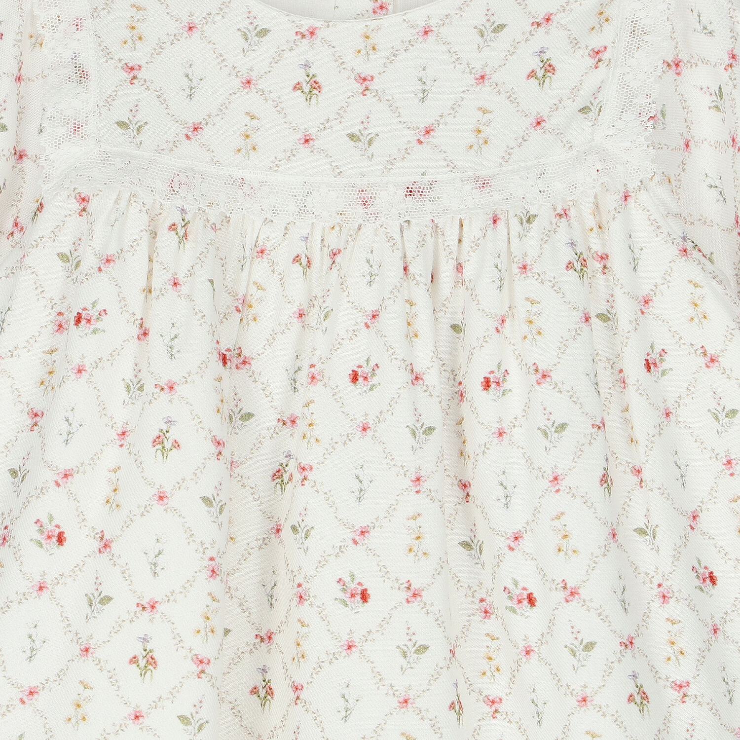Baby Girls Ivory Floral Dress, 1, hi-res