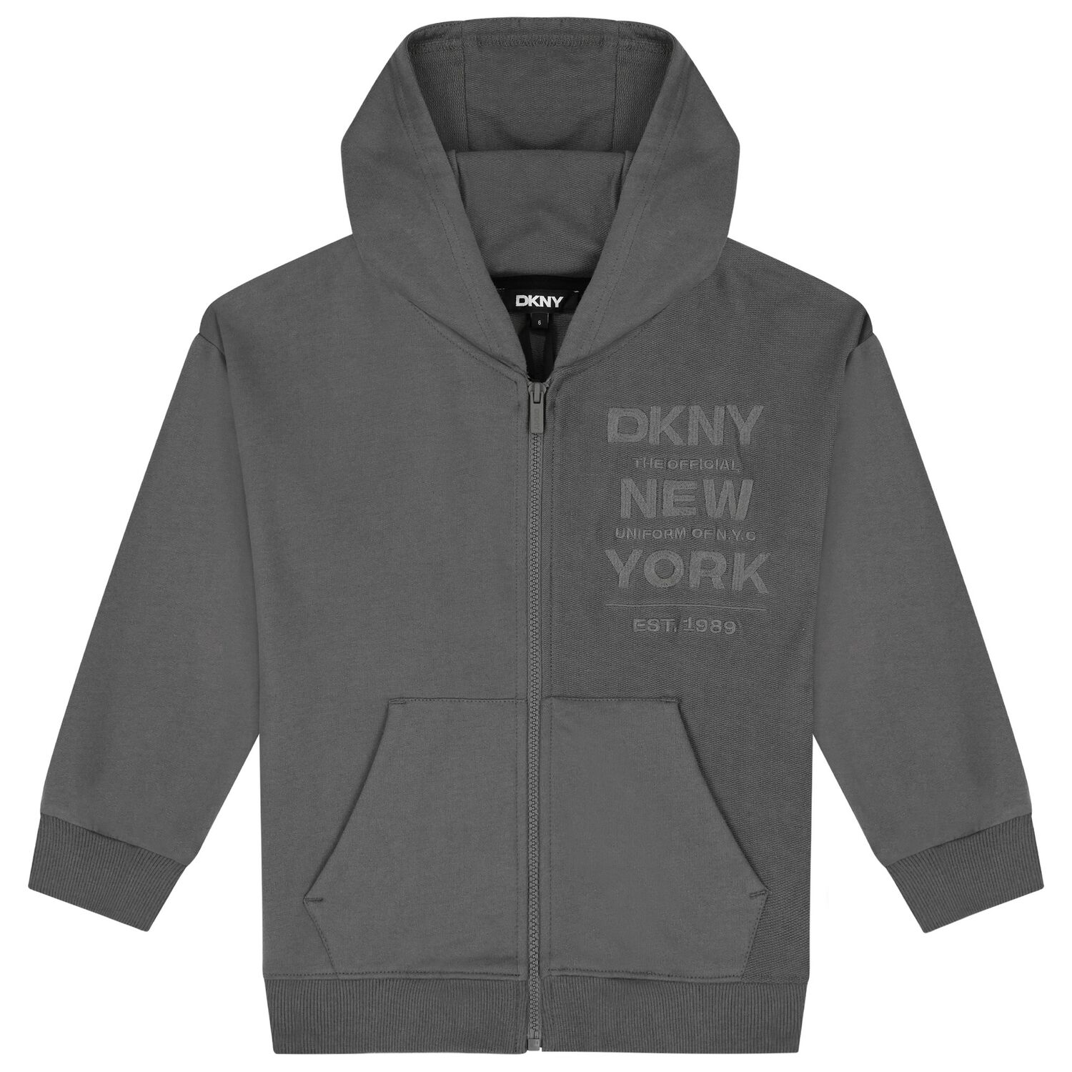 Boys Grey Logo Hooded Zip Up Top, 1, hi-res image number null