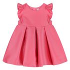 Younger Girls Pink Satin Dress, 1, hi-res