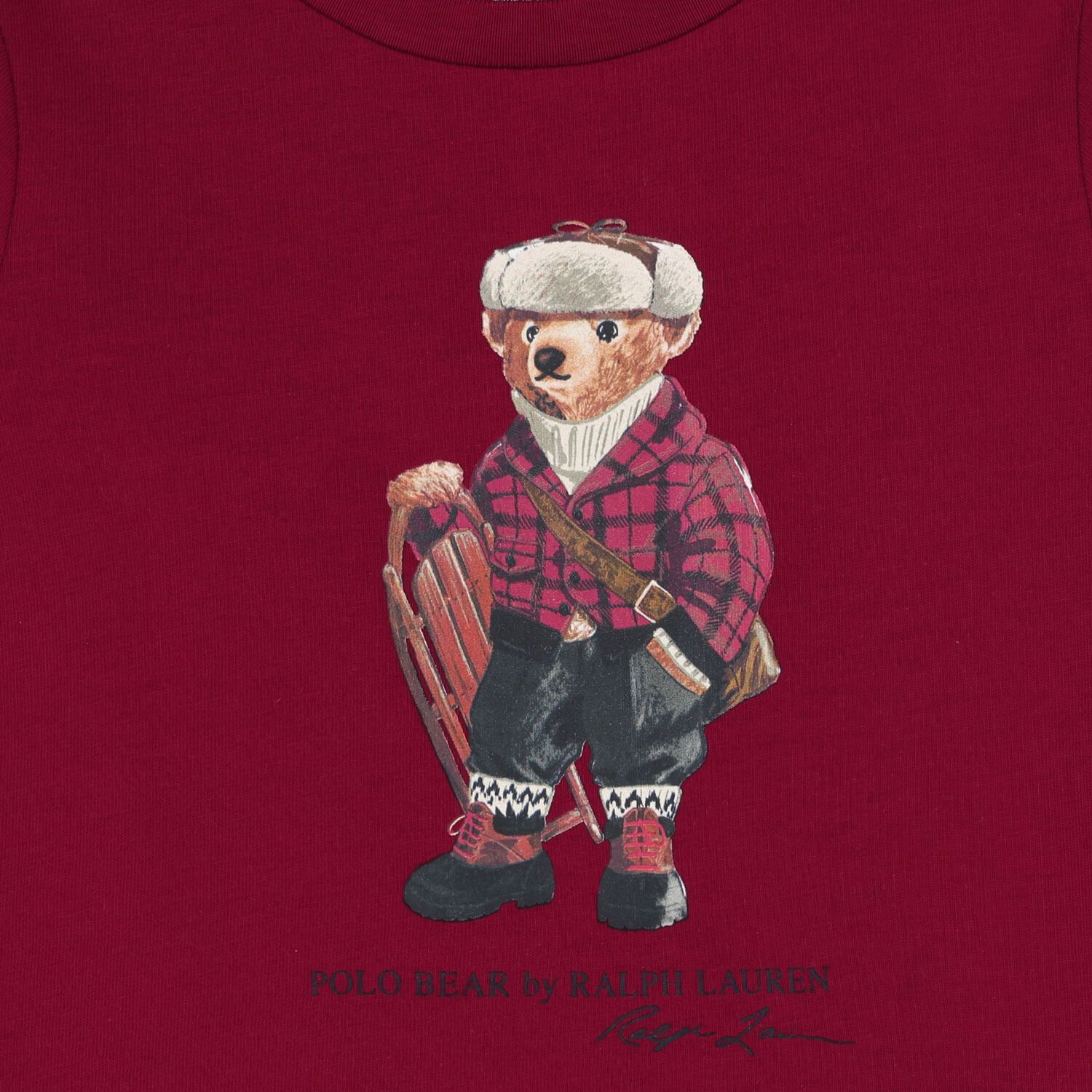 Baby Boys Burgundy Polo Bear Long Sleeve Top, 1, hi-res image number null