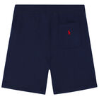 Boys Navy Blue Logo Shorts, 1, hi-res