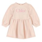 Younger Girls Pink Logo Dress, 1, hi-res